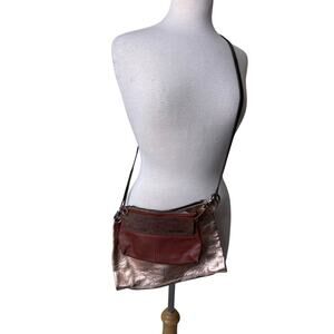 INA KENT Metallic Leather  Crossbody Purse Gold Brown